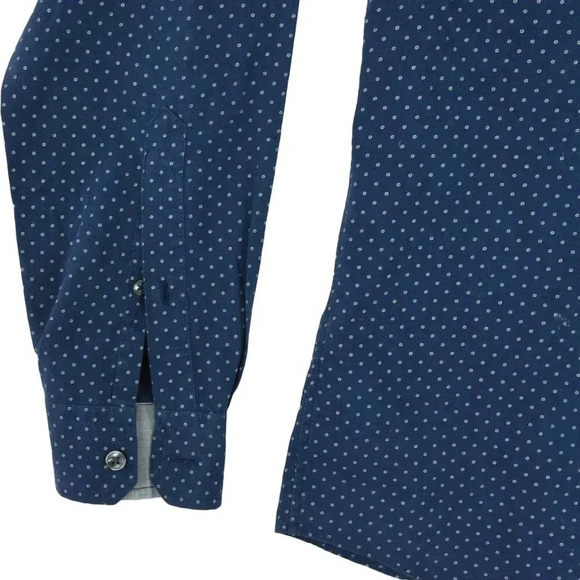 Vince || Men's Navy Micro Dots Career Collared Shirt Long Sleeve Size Small - Picture 3 of 9